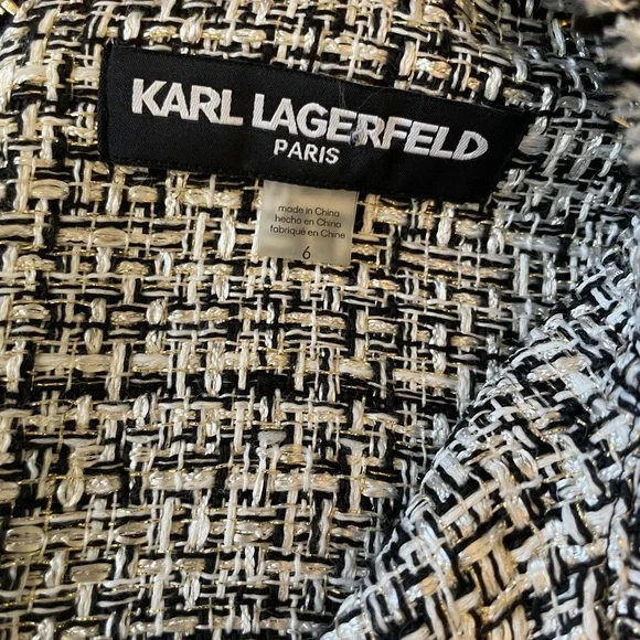 Karl Lagerfeld Black and White Tweed Mini Skirt - Picture 4 of 6